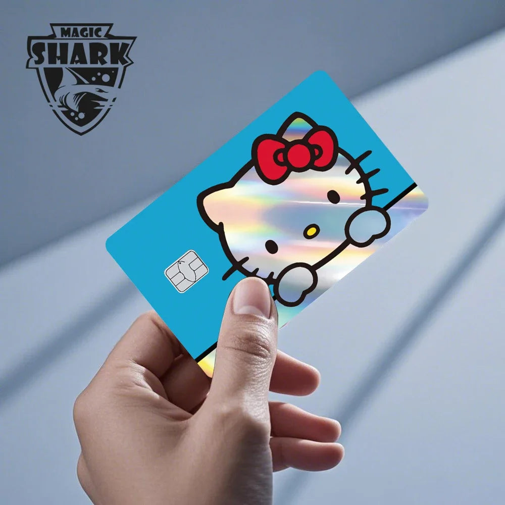 Hot Sale Hello Kitty Kuromi Holographic Laser Shinny Film Skin Cover Sticker for Debit Credit Card Bank Card Beauty World Shop