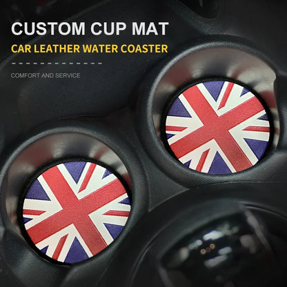 Union Jack Coffee Cushion Storage Groove Protect Coaster Car Cup Anti Slip Pad Mat For MINI Cooper F55 F56 F54 F60 Accessories Beauty World Shop