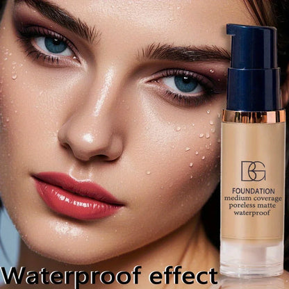 2Pcs Full Coverage Waterproof Liquid Foundation&Black Triangular Powder Puff-LongLasting Matte Finish Dark Circle&Blemish Cover Beauty World Shop
