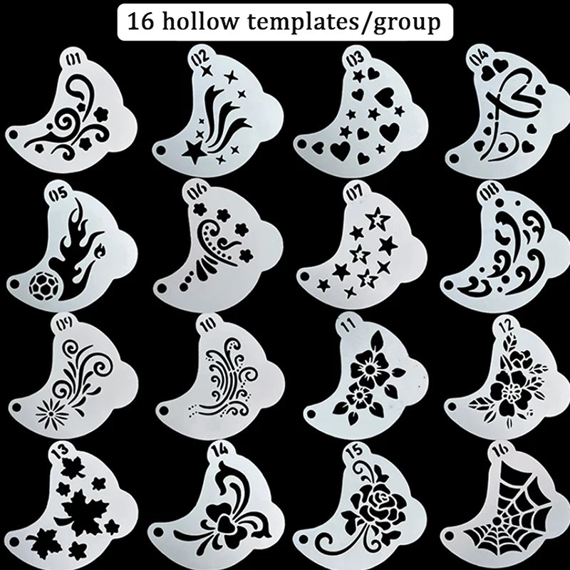 16Pcs Reusable Face Paint Stencils, DIY Body Art & Eyebrow Templates for Kids, Washable & Safe for Parties and Crafts Beauty World Shop