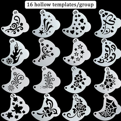 16Pcs Reusable Face Paint Stencils, DIY Body Art & Eyebrow Templates for Kids, Washable & Safe for Parties and Crafts Beauty World Shop