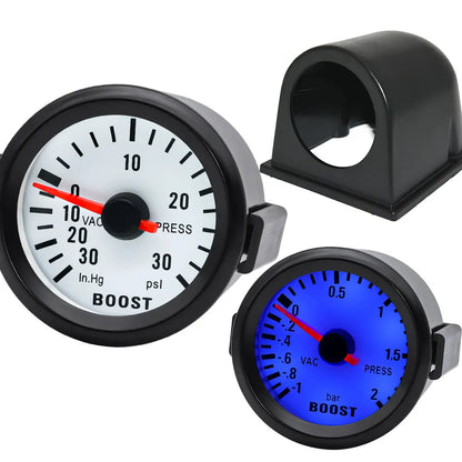 AD Universal 52mm Bar Blue Led Light Pressure Turbo Boost Gauge Meter With Sensor 、Holder 12V Boost sensor Car Accessories Beauty World Shop
