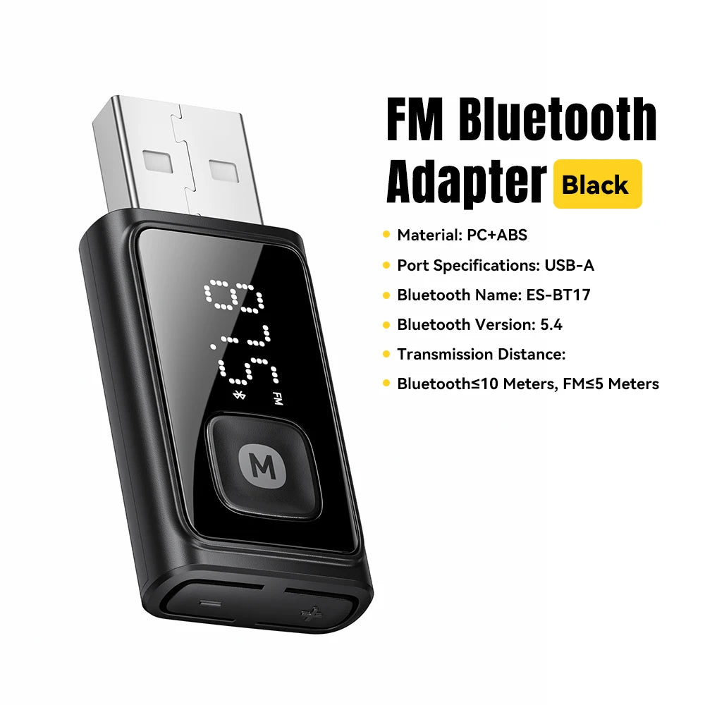 ESSAGER Bluetooth 5.4 Car Adapter Wireless FM Transmitter Audio Receiver&Handsfree Call Auto Stereo Mic Car Adapter Accessories Beauty World Shop