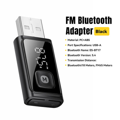 ESSAGER Bluetooth 5.4 Car Adapter Wireless FM Transmitter Audio Receiver&Handsfree Call Auto Stereo Mic Car Adapter Accessories Beauty World Shop