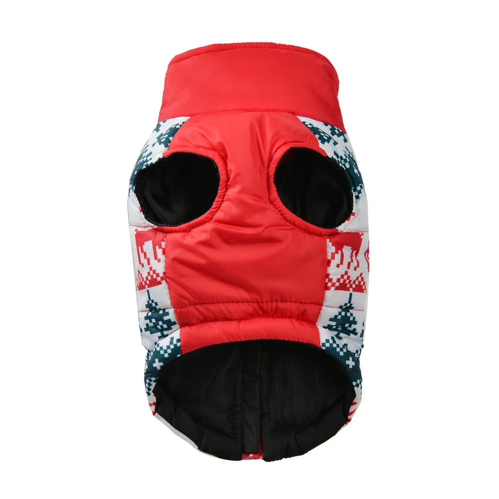 New Year Pet Coat For Christmas Deer Print Dog Jacket With D-ring Waterproof Pets Costume For Small Medium Dogs Bulldog Clothes