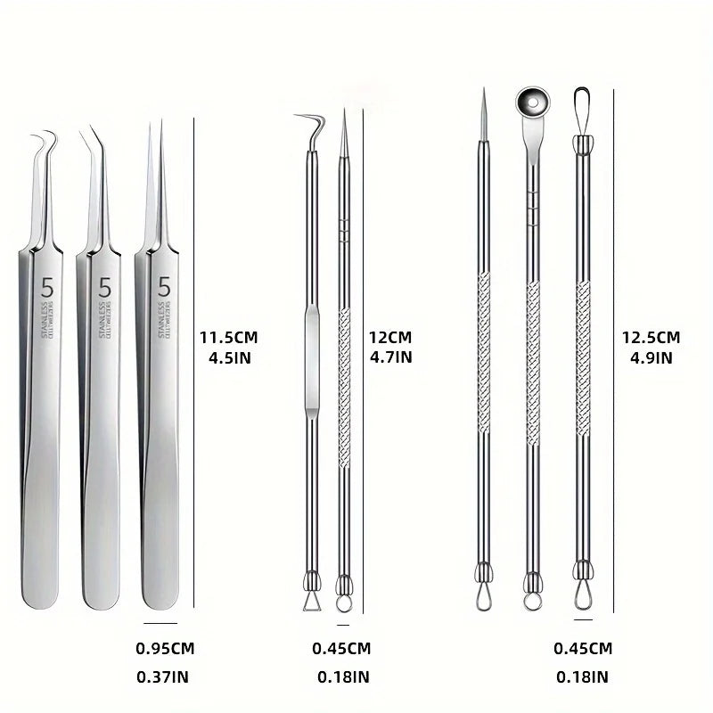 Stainless Steel Blackhead Removal Kit, Blemish and Acne Bottle Tool for All Skin Types, 8-Pack Beauty World Shop