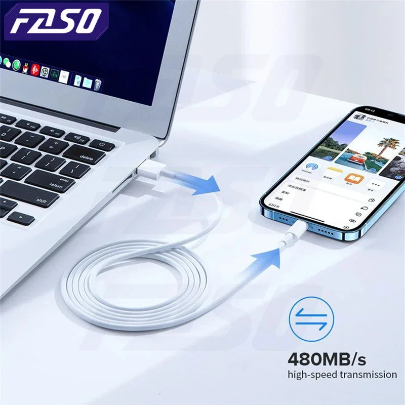 FASO Quality USB Charger Cable for iPhone 14 8 7 6S Plus 13 12 Pro XS Max XR SE Fast Charging Cord Data Sync Line 1m 2m 3m Beauty World Shop