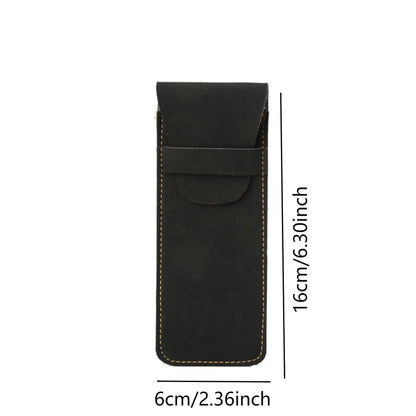 Vintage Frosted PU Leather Flap Pen Case High-end Fountain Pen Protective Sleeve Large Capacity Double Set of Pen Case Beauty World Shop
