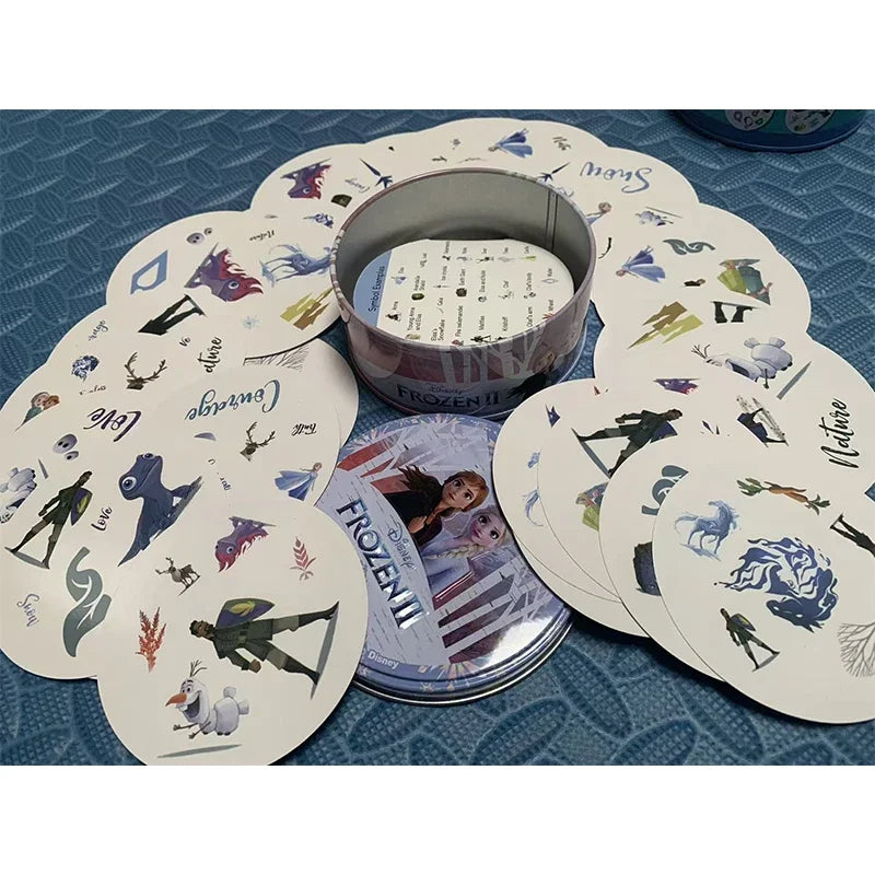 Disney Card Board Game 100th Anniversary Iron Box Card Frozen Princess 2 to 8 Player Family Holidays Camping Christmas Kids Gift Beauty World Shop