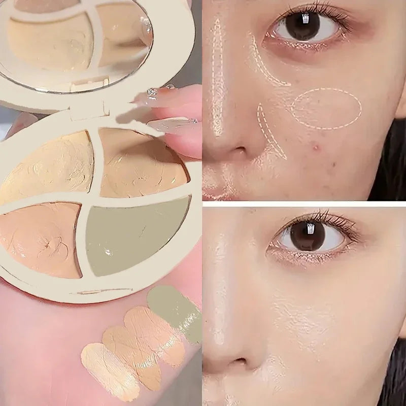 4 in 1 waterproof concealer palette, long-lasting moisturizing natural, creamy texture, covers blemishes/dark circles/acne Beauty World Shop