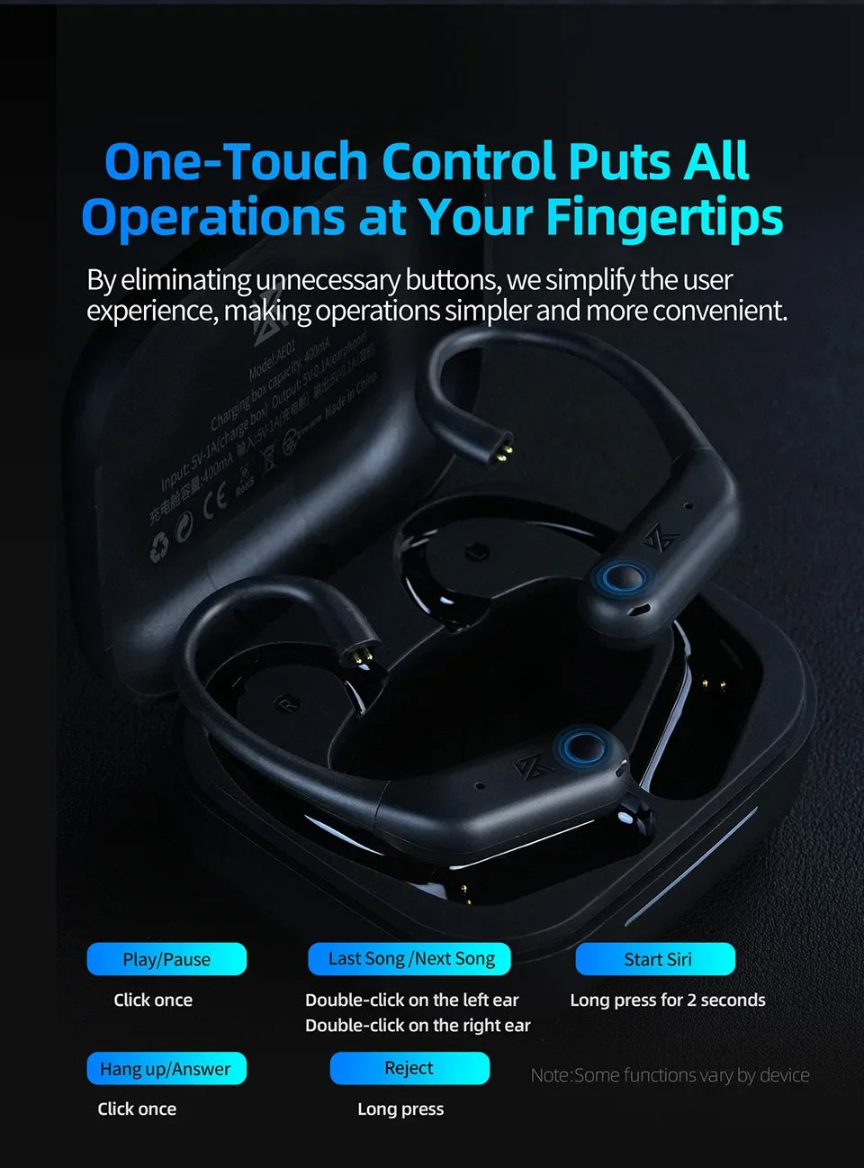 KZ AE01 Wireless Upgrade Cable Bluetooth-compatible 5.4 Earphones Wire HIFI Wireless Ear Hook With Charging Case For ZSX ZAR PR2