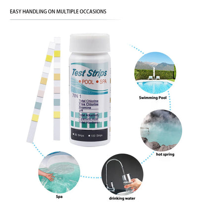 50/100pcs 3/5/6/7 in 1 Swimming Pool PH Test Strips SPA Swimming Pool Water Tester Paper Hardness Tool for Chlorine Bromine Beauty World Shop