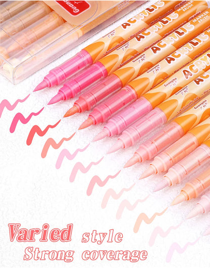 GuangNa 12-72 Colors Soft Brush Acrylic Marker Pen Set,Skin Tone, Macaron color,DIY Hand Drawn,Paint Art Markers pens,GN.8201F/M Beauty World Shop