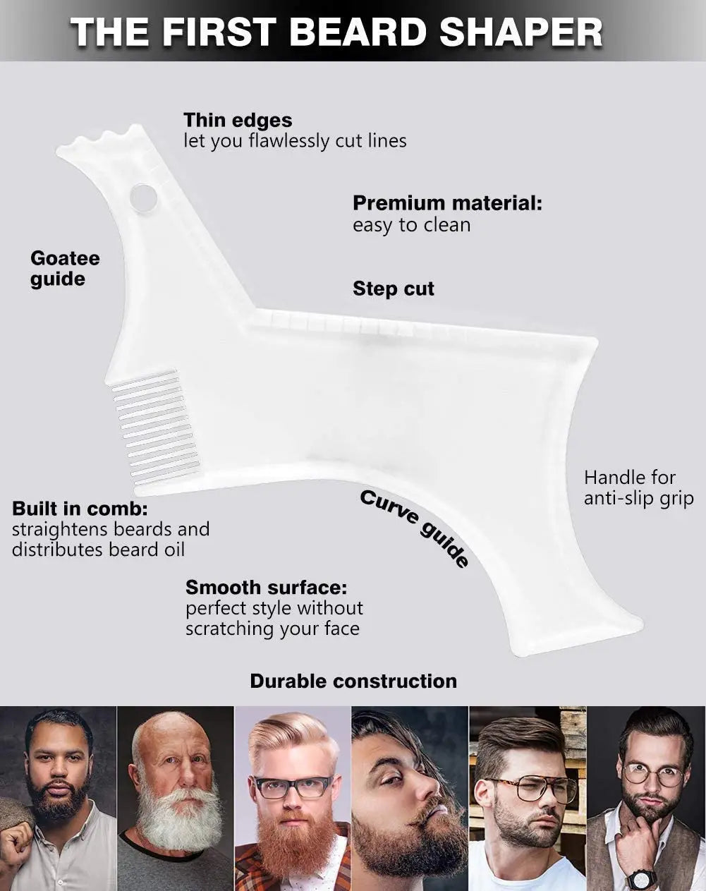 Beard Styling Comb Limpar Barba Régua Dos Homens Cuidados Pente Costeletas Barba Guarnição Contorno Ferramenta Beauty World Shop