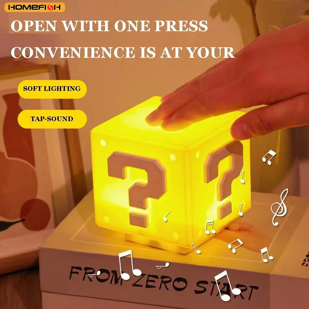 HOMEFISH LED Question Mark Night Light With Music Anime Peripheral Children's Bedroom Bedside Lamp USB Rechargeable Gift Beauty World Shop