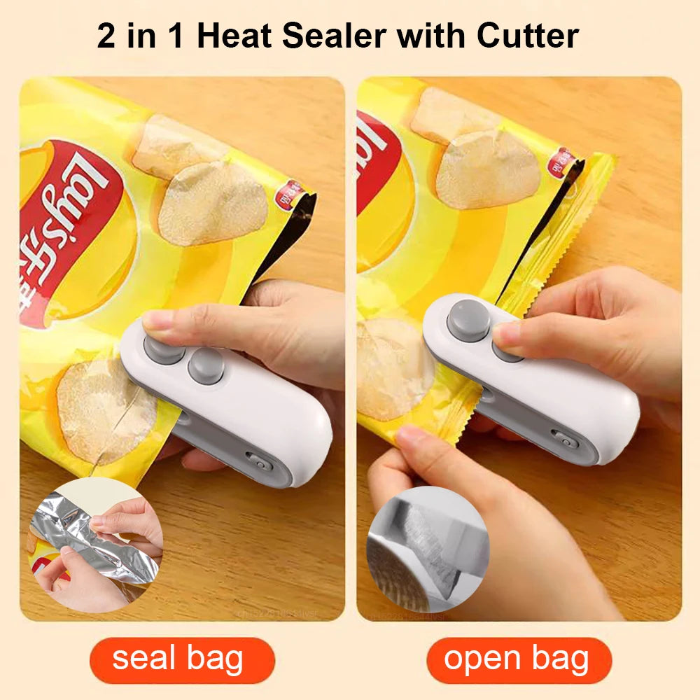 Mini Heat Bag Sealing Machine Package Sealer Bags Plastic Food Sealer Clip Bag Handheld Sealer Food Packaging Heat Sealer Beauty World Shop