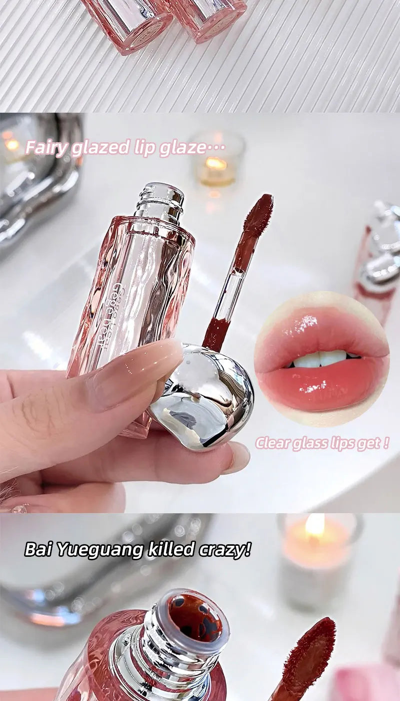 Crystal translucent lip glaze moisturizing water is not easy to fade natural color mouth red lip glaze Beauty World Shop