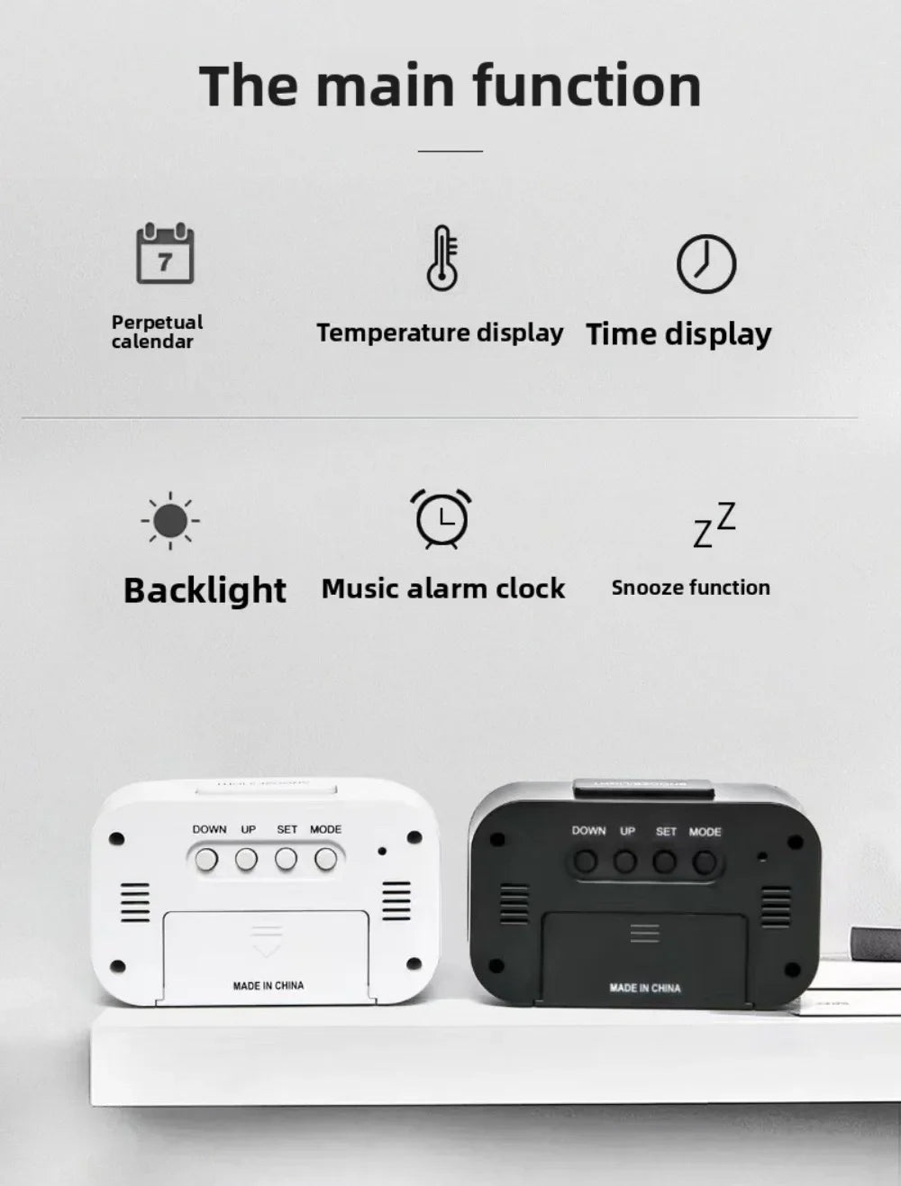 Digital Led Clock Household Bedside Battery Powered Multi-function Alarm Clock Desk Things for the Room Table Clocks Home Decor Beauty World Shop