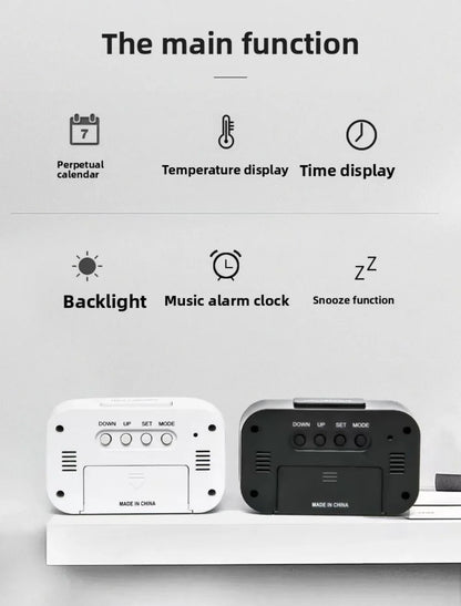 Digital Led Clock Household Bedside Battery Powered Multi-function Alarm Clock Desk Things for the Room Table Clocks Home Decor Beauty World Shop
