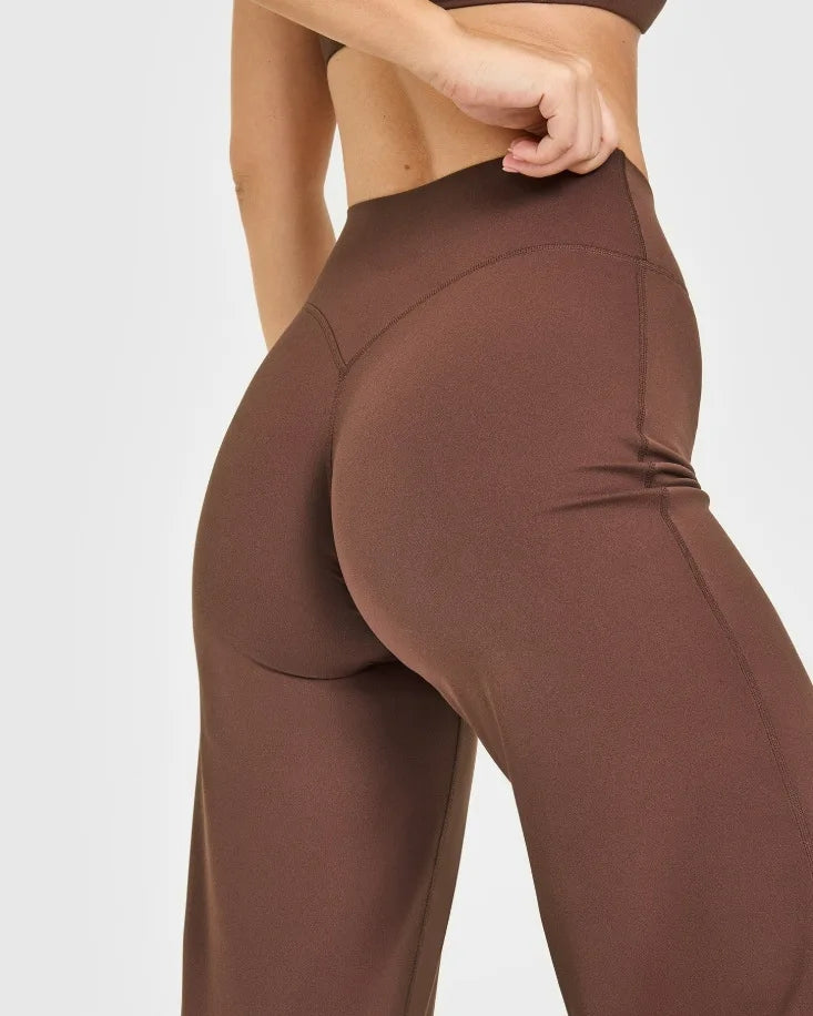 NCLAGEN SoftMotion Straight Leg Bottoms Women's Mid-Waist Yoga Pants GYM Leggings Naked Feel Pilates Running Sports Trousers Beauty World Shop