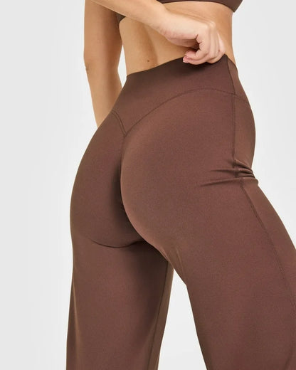 NCLAGEN SoftMotion Straight Leg Bottoms Women's Mid-Waist Yoga Pants GYM Leggings Naked Feel Pilates Running Sports Trousers Beauty World Shop