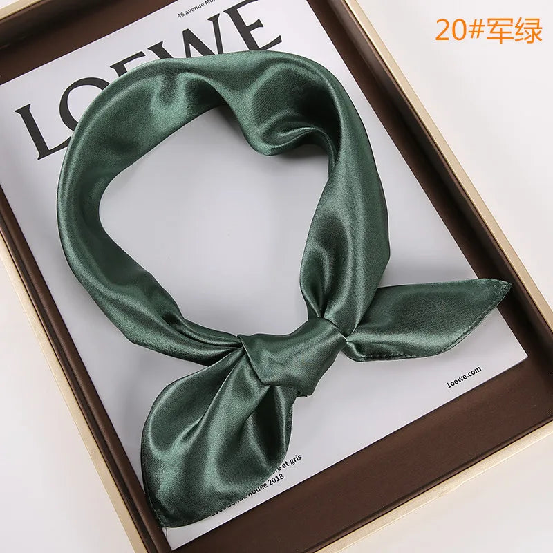 New Solid 60x60cm Square Scarf Single Imitation Silk Bright Light And Satin Performance Scarves Party Gift Beauty World Shop