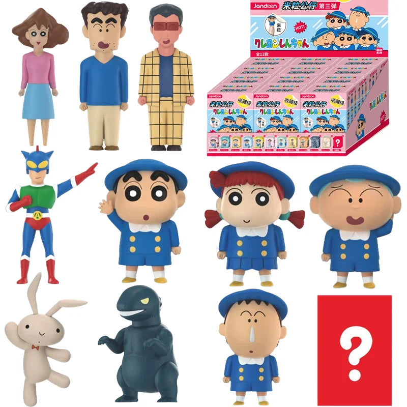 Crayon Shin-Chan Anime Figures Creative Peripheral Dinosaur Diary Baby Rice Grains Doll Model Blind Boxs Toys Children's Gifts Beauty World Shop