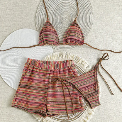 New Sexy Striped Bikinis Female Swimsuits Women 3 Piece Swimwear Beach Swim Wear Bathing Suits Brazilian Bikini Set Pool Bather Beauty World Shop