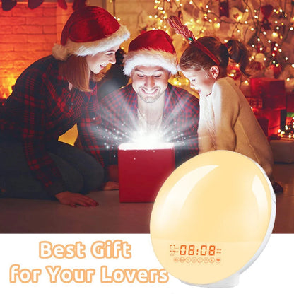 Wake Up Light Alarm Clock with Sunrise/Sunset Simulation Dual Alarms FM Radio Nightlight 7 Colors Natural Sounds Snooze Beauty World Shop