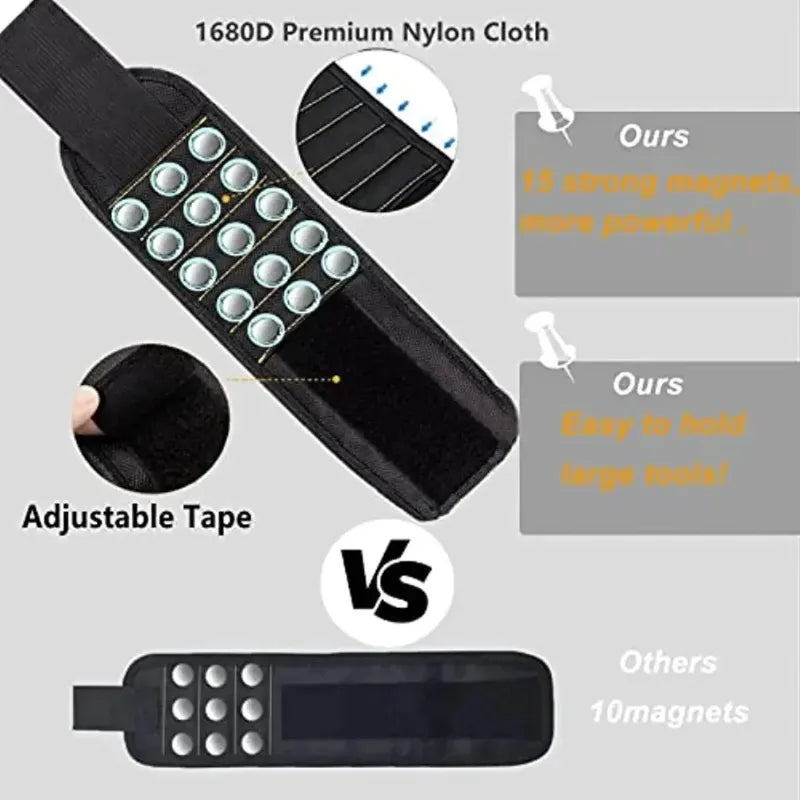 Powerful magnetic tool magnetic wristband - used to secure screws, nails, drill bits, and strong magnetic wrist tool kits parts Beauty World Shop