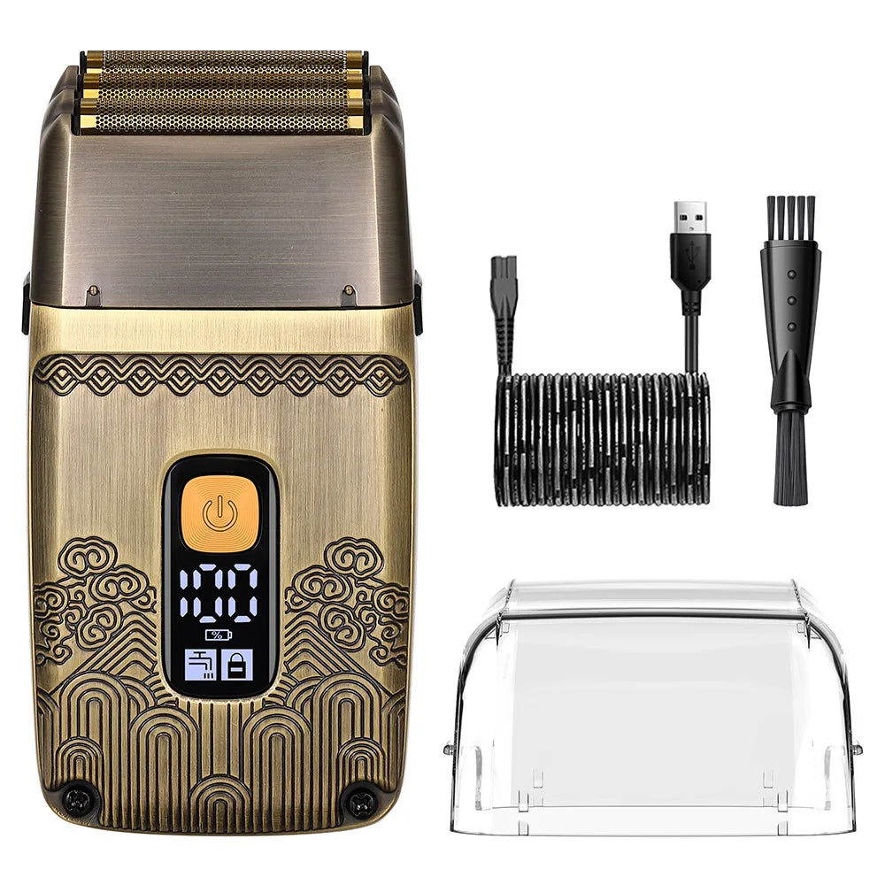 HATTEKER Shaver Professional Electric Razor Shaving Machine Waterproof Beard Trimmer Metal Razor Digital Display Shavers for Men