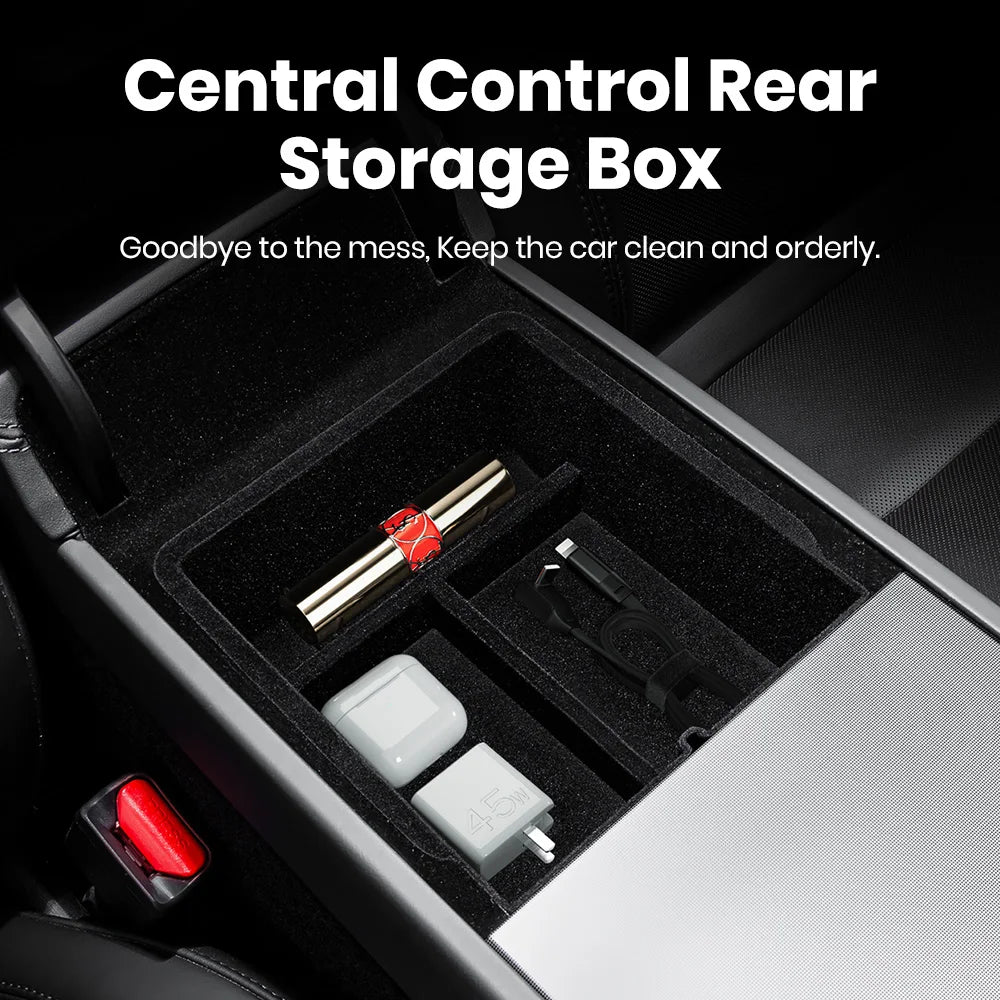YZ For Tesla Model 3 Highland 2024 Model Y Juniper 2025 Storage Box Center Armrest Hidden Box Cup Holder Organizer Accessories Beauty World Shop