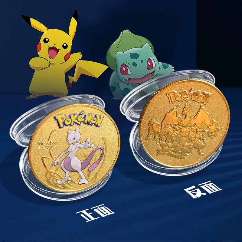Pokemon commemorative Coin Metal Coins Anime Commemorative Coin Charizard Pikachu Golden Pokemon Cards Round Metal Coin Toy Gift Beauty World Shop