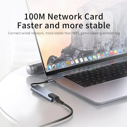 Usb 8 In 1 Type C 3 1 To 4k HdTV Hub Adapter With Sd Tf Rj45 Card Reader Pd Fast Charge For Macbook Notebook Computer Beauty World Shop
