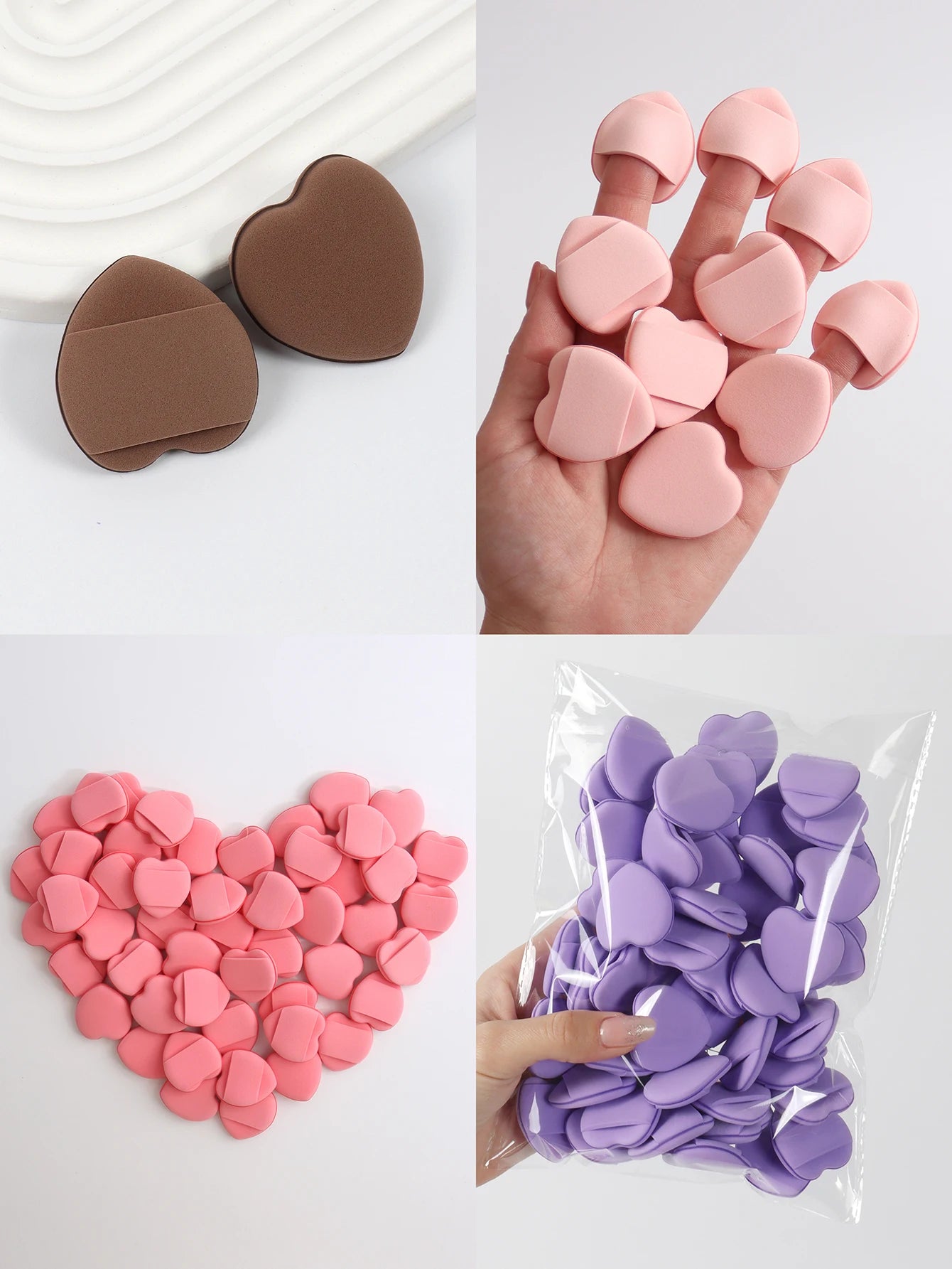 50 Mini Finger Cushions Air Cushion Powder Puff, Latex Free Mixed Sponge and Cosmetic Puff Is Used for Liquid Foundation Make- Beauty World Shop