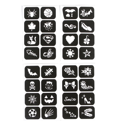 Halloween Face Kids Tattoos Templates Painted Stencils Glitter Airbrush Child Face Paint Tattoos Stencil (Random Patterns) Beauty World Shop