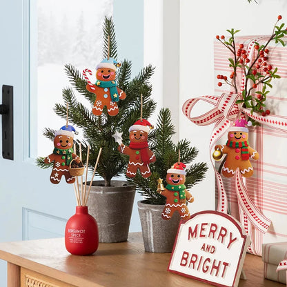 12/24pcs Christmas Gingerbread Man Ornaments Xmas Tree Wooden Hanging Pendants 2026 New Year Party Home Decoration Kids DIY GIft Beauty World Shop