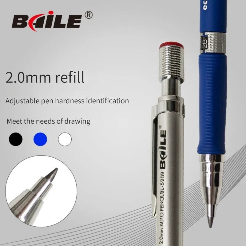 Mechanical Pencil Set 2.0 mm with 2B Black/Colors Lead Refill For Writing Sketching Art Drawing Painting School Automatic Pencil Beauty World Shop