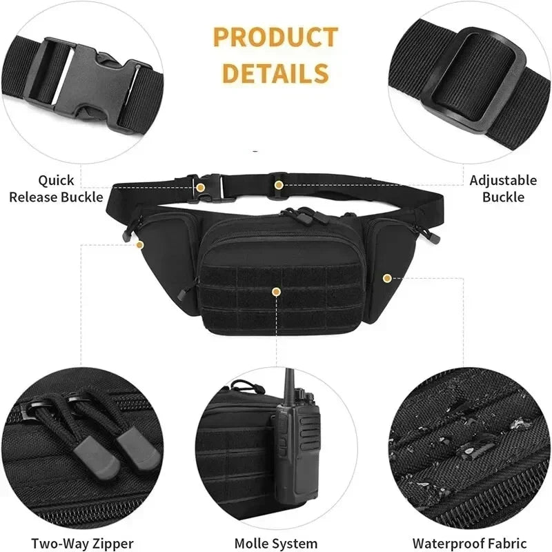Packs for Men Nylon Shoulder Hiking Tactical Multi-function Waist Pack Fanny  Mobile Phone Bag Sports High-capacity Waist Bag Beauty World Shop