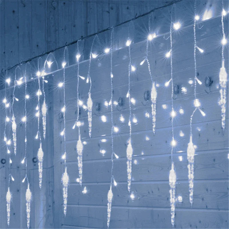 Christmas Garland LED Icicle Curtain String Lights Droop Outdoor Garden Street Wedding Decorative lighting Steady on Beauty World Shop