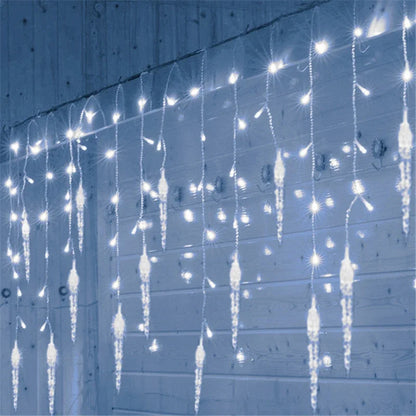 Christmas Garland LED Icicle Curtain String Lights Droop Outdoor Garden Street Wedding Decorative lighting Steady on Beauty World Shop