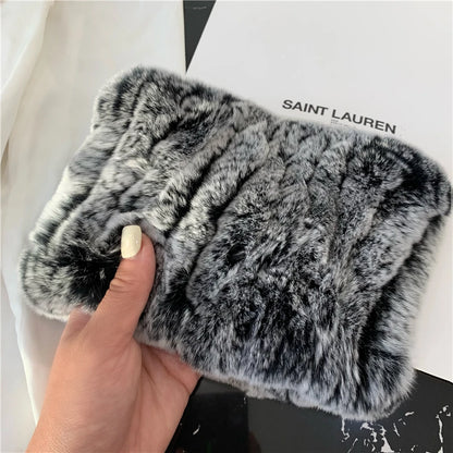 Women Handmade Stretch 100% Real Rabbit Fur Scarf Knit Genuine Rex Rabbit Fur Headbands Girls Natural Rabbit Fur Ring Scarves Beauty World Shop