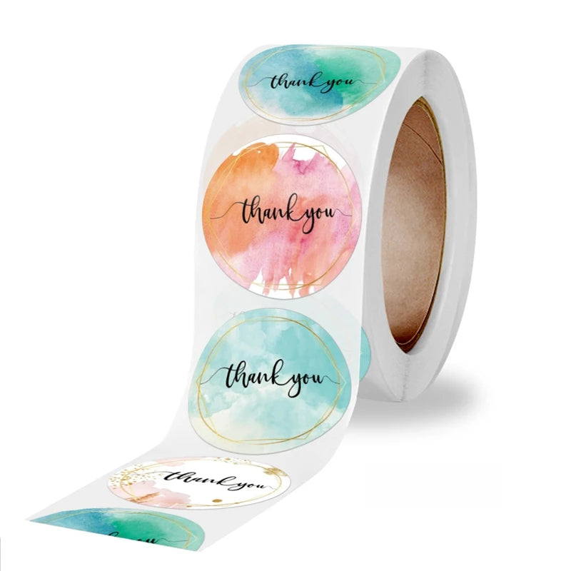 50-500pcs 1inch Blue Thank You Stickers For Envelope Sealing Labels Stationery Supplies Handmade Wedding Gift Decoration Sticker Beauty World Shop