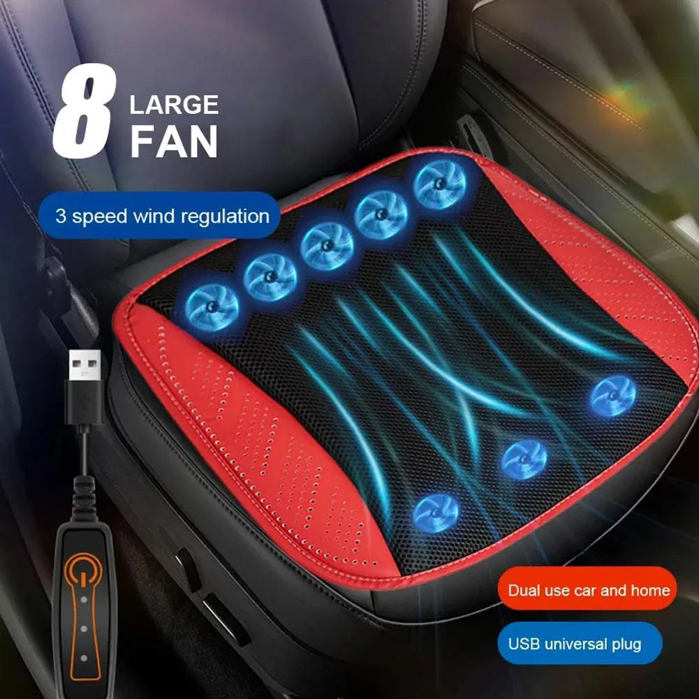 Summer Universal Car Cooling Cushion with 5/8 Fans, Three Wind Adjustment Cooled Chair Pad USB Seat Cushion Interior Accessories Beauty World Shop