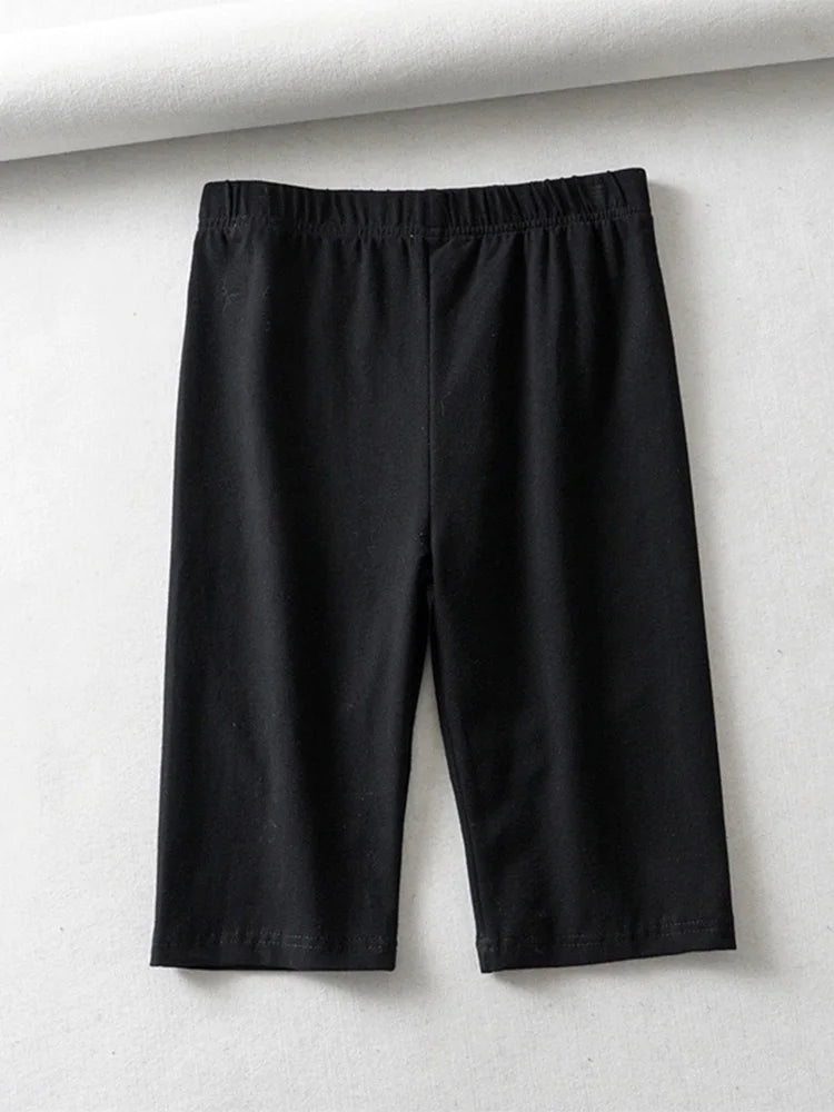 sexy women cotton high waist elastic pure color slim Knee-Length biker shorts female Beauty World Shop