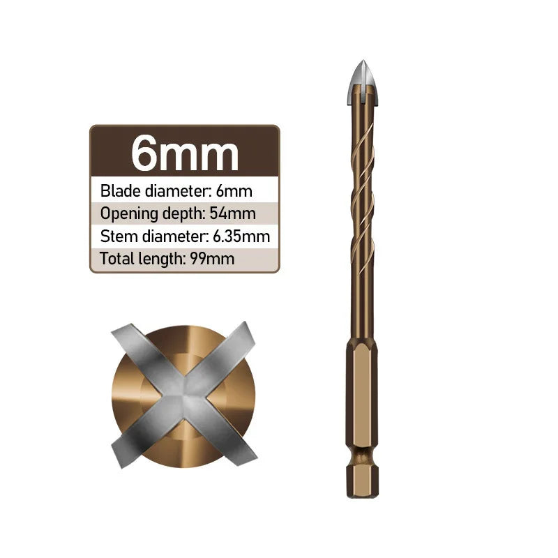 Masonry Concrete Drill Bits For Glass Ceramic Tile Brick Plastic Wood Mason Hard Alloy Wall Hole Opener Hex Shank 3mm To 12mm Beauty World Shop