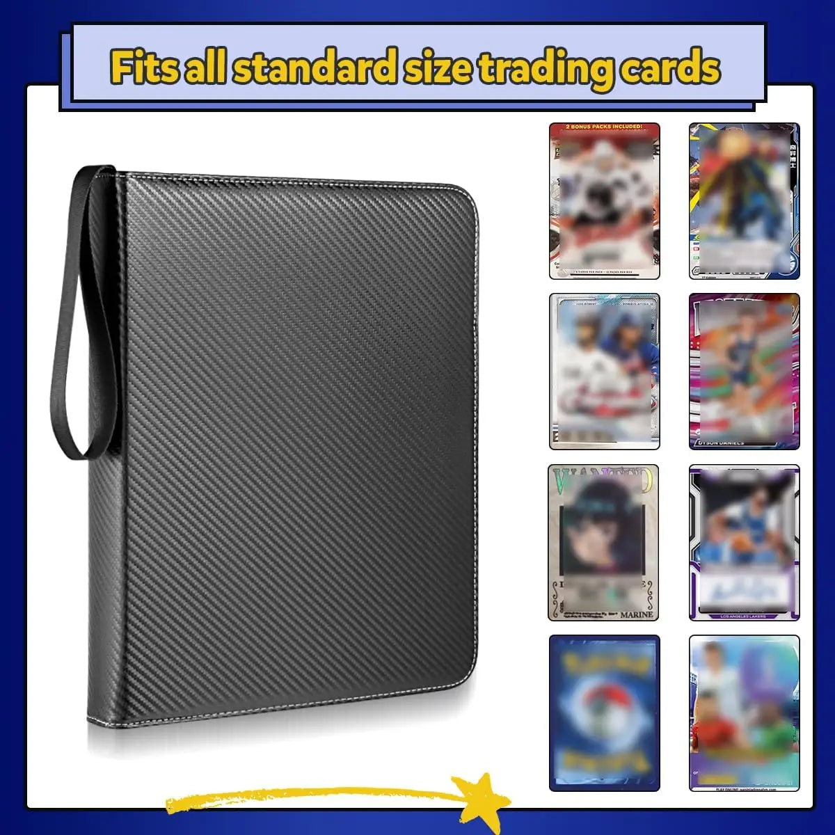 900 Pockets Card Binder Sleeves with Zipper, Double Sided Pockets Card Holder Carry Card Case for TCG CCG Card Storage(Black) Beauty World Shop