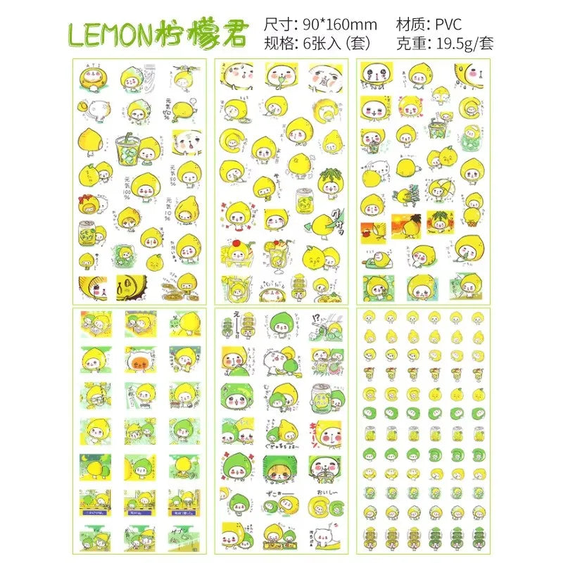 6Pieces/Set Transparent Pvc Waterproof Cartoon Sticker DIY Hand Account Decorative Stickers Kawaii Phone Cup Stickers Beauty World Shop