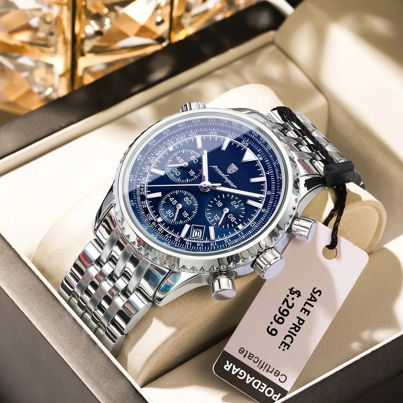 POEDAGAR Luxury Watches For Men Date Chronograph Stainless Steel Man Watch Waterproof Luminous Sport Military Men's Quartz Watch Beauty World Shop