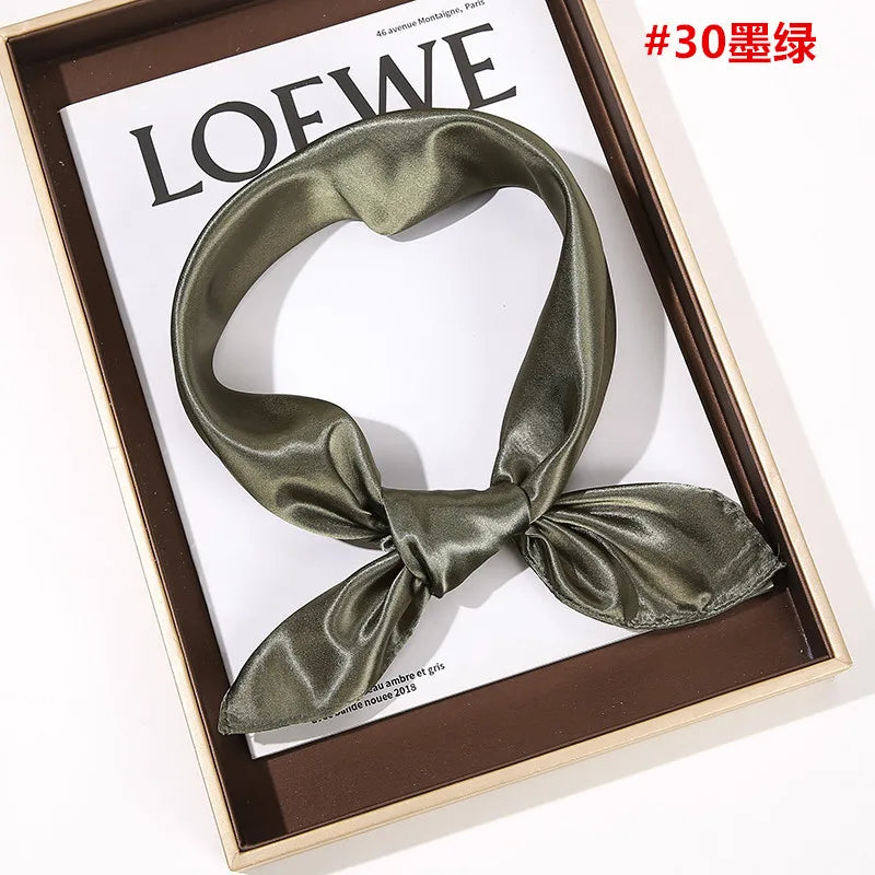 New Solid 60x60cm Square Scarf Single Imitation Silk Bright Light And Satin Performance Scarves Party Gift Beauty World Shop